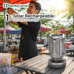 LED Lantern Fan Solar Rechargeable 2-in-1 Light Outdoor Lamp Foldable Kipas Lampu Camping Hiking