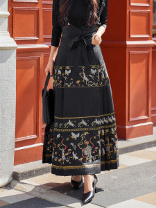 Chinese Style Remodeled Mamian Skirt with Belt for Spring and Summer