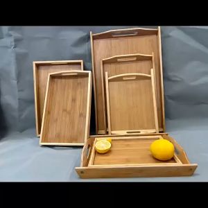 Wooden Serving Tray Food Tray for Tea Coffee Breakfast Serving Trays Fruit Plate Wood Platter Bamboo Tray