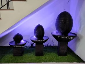 S188 ALL Black Ball Egg Feng Shui Water Fountain Trophy Pond Kolam Air Sandstone Garden Water Feature 风水流水喷泉瀑布池 Home