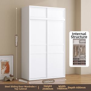 Storage Wardrobe with Metal Sliding Doors