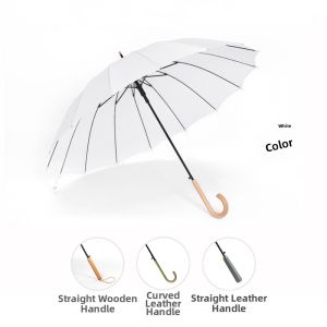Custom Promotional Automatic Umbrella with Wooden Handle and 16 Ribs