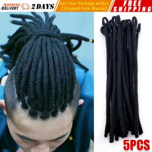 5PCS Locs Extensions Human Hair Dreadlock Extensions 0.6cm Diameter 100% Real Human Hair Handmade Loc Extension for Men Women Men-Dreadlocks