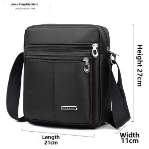 Mens Oxford and Canvas Small Shoulder Crossbody Bag Business Mobile Phone Bag
