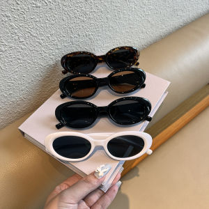 Street Shot Narrow Piece Couple Fancy Retro Oval Black Sunglasses Female UV Protection Easiest for Match Slim Looking Sun Glasses