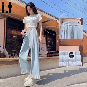 FINGERCROXX | High Waist Slimming Stripe Casual Pants Yellow 9-Part