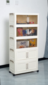 42-60cm Lowest Price 2 Doors Multipurpose Foldable Storage Cabinet Storage Rack Removable Stackable Storage Box Almari Plastik 收納櫃