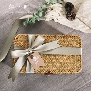 Wedding Gift Box Handwoven Basket Maid of Honor Groomsmen Marriage Birthday Present Empty Box Packaging Festival Supplies