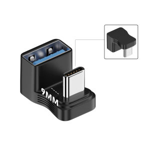 USB Type C 3.1 Male to USB 3.0 A Female Adapter 180 Degree U Shape Angled OTG Converter for Cell Phone Tablet Laptop 5/9/11mm