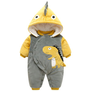 Thickened Cotton Romper Suit for Newborn Baby Winter Outgoing Clothes Warm Cozy Baby Clothes Casual Style with Hat Optional