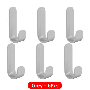 6 Pcs Self Adhesive Strong Wall Hooks Towel Door Key Bag Coat Hook Holder Kitchen Bathroom Accessories Home Colorful Sticky Hook