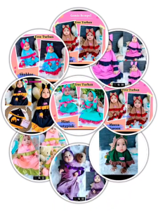 Gamis Anak Perempuan Marwah 3 in 1 | Set Gamis + Kerudung + Bando Lucu | Bahan Adem Bayi & Balita