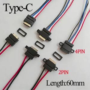 Đầu Nối Ổ Cắm Type-C Nữ Cổng Sạc 3A Có Vòng Cao Su Chống Nước USB-C Ổ Cắm Sạc USB-C Ổ Cắm Nữ Cho Các Thiết Bị Điện Tử