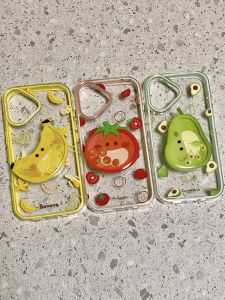 Summer Fresh Fruit Shake Stand Compatible with iPhone 16 pro Max Phone Case Apple 15 pro Protector Cover 14 Transparent 13 New Model 16P Sixteen Max Anti-Fall Couple Style Silicone Material Protective Shell