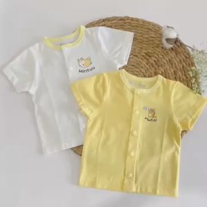 Áo cho bé sơ sinh cài thẳng tay ngắn bấm nút cotton 4 chiều hiệu MINTUU First Choisce - Hana’s kids