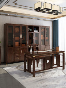 HESHIBOYA | New Chinese Style Wooden Bookcase Glass Door Display and Storage