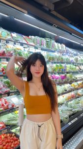 SpinnyHouse เสื้อกล้ามครอป ผ้าเรย่อน สาวอวบใส่ได้ 🌈 มีฟองน้ำ ไม่มีฟองน้ำ ใส่ออกกำลังกาย ผ้าหนา, รุ่น, ครอปBra