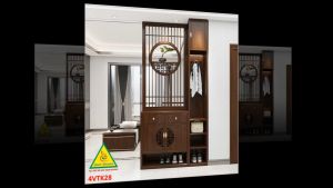 Vách ngăn phòng khách vách ngăn tủ kệ bằng gỗm bình phong tranh 4VTK28 - NỘI THẤT LẮP RÁP VIENDONGADV