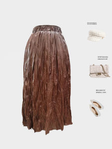 Elegant High Waist Asymmetrical Midi Skirt for Women Spring Autumn Slimming Pleated Business Commute Style Pure Color