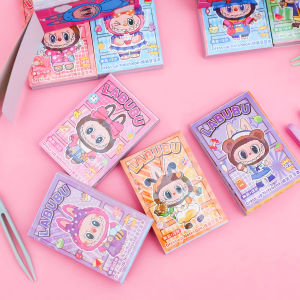 Mini Labubu Dress-Up Coloring Bean Book Cartoon Stickers Childrens Toy DIY Paper Pasting Decorative Stationery Cultural Goods