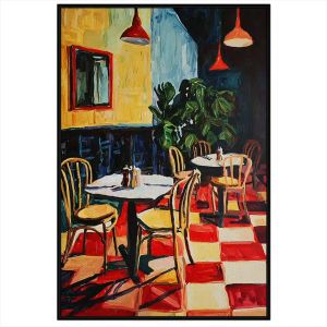 Tranh decor quán cafe. Tranh treo tường dán tường sơn dầu canvas trang trí. CGI-2090