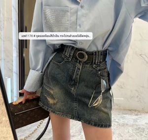 Retro High เอว เดนิม Mini กระโปรง ผู้หญิง ดีไซน์ Sensation ฝูงชนขนาดเล็กเผ็ด เด็กผู้หญิง ทรงเอ เดรสรัดรูป กระโปรงสั้น ครึ่งความยาว กระโปรง