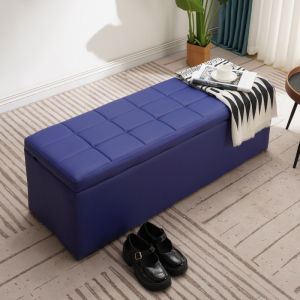 Modern Minimalist Storage Bench Seat Cushion Change Shoes Rest Area Sofa Long Bench Family Storage Tools Pure Color Leather