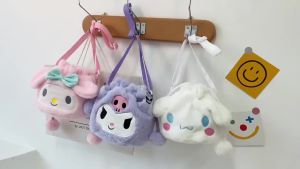 Sanrio Cute Plush Handbag Kawaii Bag With Straps For Girl Kuromi My Melody Cinnamoroll Backpack Handbags Drawstring Bag For Girls
