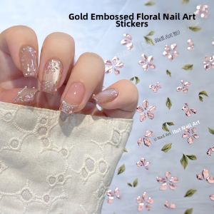 Rose Gold Gilded Floral Nail Stickers