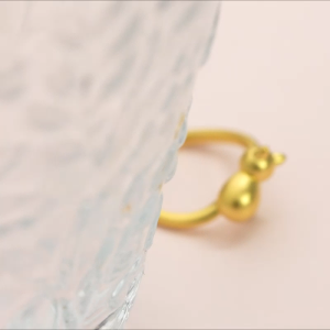 Chow Sang Sang 周生生 PetChat 999 24K Pure Gold Cat Kitten Ring (Size: 09 to 17) 93770R