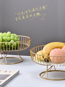 Yo-Fun Light luxury Ceramic Fruit Dessert Plate Decorative Arrangement Plate with Gold Stand holder