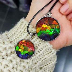 Canadian Ammolite Splice & Meteorite Star of David  S925 Pendant 加拿大斑彩石拼接&天铁大卫星S925银吊坠