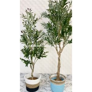 Pohon Artificial Tanaman Imitasi Zaitun Olive X3 T140 & T180 Cover Anyaman Seagrass Handle Dekorasi Ruangan Aesthetic