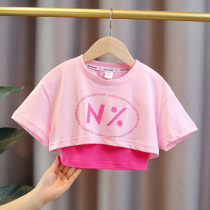 Girls Short Sleeve T-Shirt Summer New Style Childrens Clothing Base Shirt Long Sleeve Spring Autumn Kids Tops Casual Loose Fit