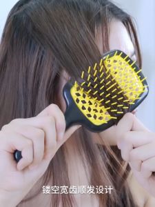 EBiSU สแควร์ฮอลโลว์หวีตารางสีเย็บนวดหวีปูพิเศษ รูปร่างหวีผม