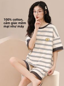 MiiOW | Bộ đồ ngủ cotton mùa hè cho nữ MiiOW Cat Person Bộ đồ ngủ cotton tay ngắn quần short mặc ở nhà thoải mái thoáng khí
