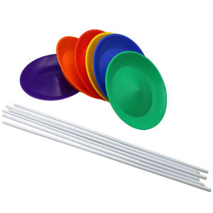 24CM Juggler Props Spinning Plate Clown Performance Acrobatic Tricks Magic Show Circus Equipment Plastic Plate with Rod