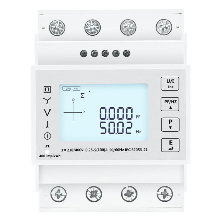 100A Modbus 4 Wire Three Phase Multi-function Din Rail Energy Meter ...