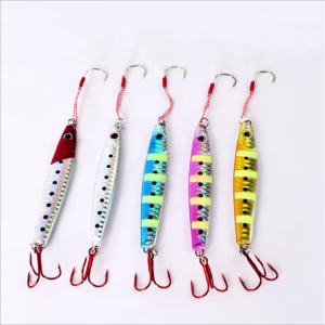 Fast Sinking Jig Fishing Lures 5 Color Night Glowing Lead Fish with Treble Hooks Slow Pitch Jig Metal Lure for Sea Bass Fishing