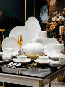 YICHEN | Pure White Underglaze Porcelain Dinnerware Set Home Use
