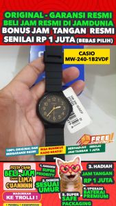 CASIO ORIGINAL - CASIO MW-240-1B2 - MEN - Black - Strap Rubber - Jam dunia JD18ST # Jam Tangan Pria Cowok Anti Air Digital Analog + CASIO MW 240 1B MW-240 240 MW240 MW-240-1B $ WR5 STR SD7 HT7
