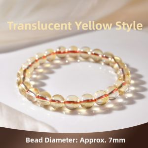 LINGFEI | Natural Yellow Citrine Beads Bracelet 7-12mm