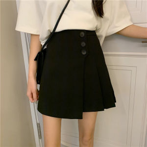plus Size Womens A-Line Short Skirt High Waist Cover Hip 200 Pounds Asymmetrical Pleated Slimming Half-length Skirts