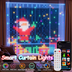 Smart LED Curtain Lights with DIY Pattern WiFi Window Fairy Light Outdoor Christmas String Lights for New Year Home Decor Gift