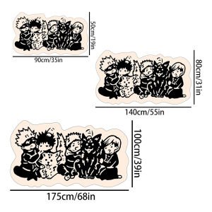 VIKAMA My Hero Academia Anime Rug Black White Silhouette Tufted Mat for Otaku Bedroom Gaming Room Home Decor Carpet