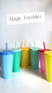 Murah Banget - Tumbler Botol Minum Berubah Warna Free Sedotan / Reusable Cup Color / Tumbler Botol Minum Korean Pastel