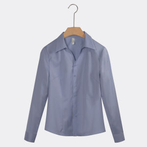 C-MEINA Bamboo Fiber Long Sleeve V-Neck Womens Work Shirt Commute Style Slim Fit Polyester Blend No Ironing Required