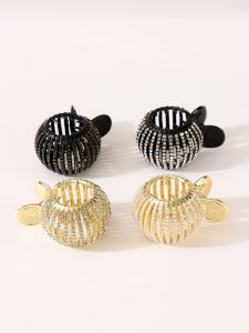 กิ๊บติดผมแบบมีดโลหะสำหรับผู้หญิง กิ๊บติดผมทรงฉลามสุดเก๋ ตกแต่งเพชรเทียม เครื่องประดับผมแฟชั่น ทรงหางม้าสูง