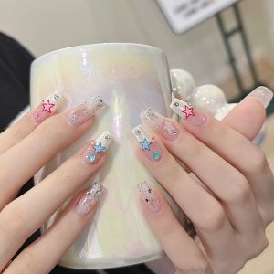Handcrafted Wear Armor Nail Art Product 2023 New Style Thousand Ghost Hollow Powder Blue Smashed Diamond Star Y2K Sweet Cool Red Book Same as