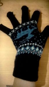 Sarung Tangan Wanita Touchscreen-Sarung Tangan Gambar Rusa Bahan Tebal-Sarung Tangan Wanita Lucu